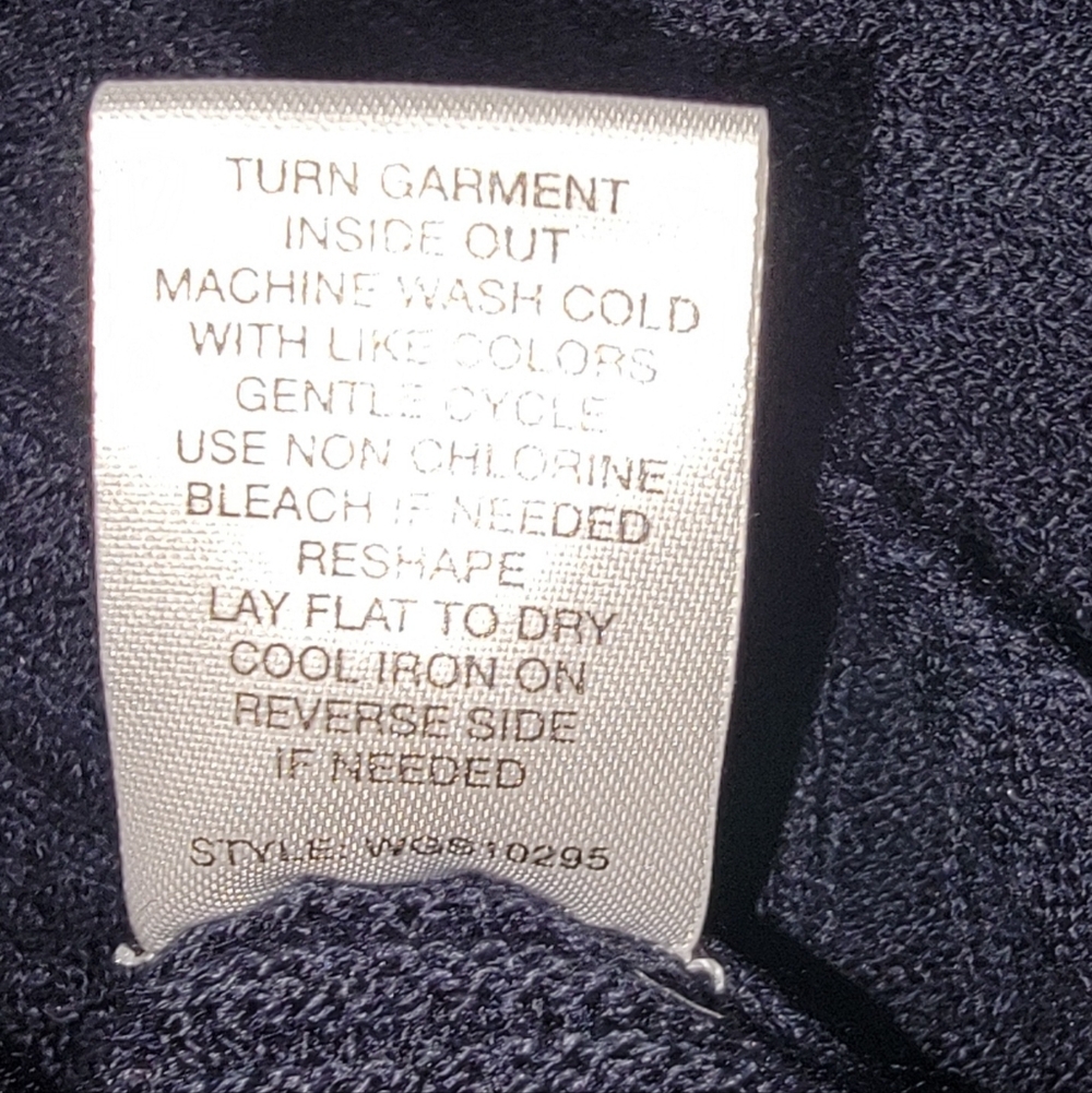 MARKET & SPRUCE Silk & Cashmere Blend Mini Cable Knit Navy Sweater Size Medium - Picture 7 of 9